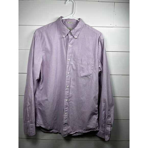 J Crew Secret Wash Button Down Shirt Large Lavendar Slim Untucked Stretch - Picture 1 of 10